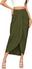 SheIn Women's Casual Slit Wrap Asymmetrical Elastic High Waist Maxi Draped Skirt