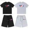 Men's T-Shirts Trapstar Spring Summer Men Women T Shirt Rainbow Towel Embroidery Hip Hop High Street Casual Short Sleeve Shorts Pants Suit