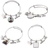 Charme à la mode 2023 Diplômé DIY Sublimation Blanc Designer Bracelet Homme Femme Transfert Impression Alliage Carré Rond Pendentif Argent Bracelet Bracelets Bijoux pour Cadeau