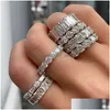 Bandringar Colorf Simple Luxury Zircon Engagement Ring med Sier Color Crystal Wedding Rings for Women Party Jewelry Accesso Dhgarden Ota6l