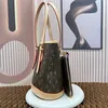 High Quality small bucket bag brown luxurys handbags leather shoulder crossbody composite bag detachable classic handle purses shopping totes lady clutch bag