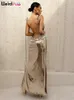 Basic Casual Dresses Weird Puss Luxury Silky Dres Elegant Backless Bandage Spaghetti Strap Ruched Sumdress Skinny Prom Birthday Party Vestidos 231118