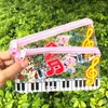 1 pz carino astuccio musicale note tastiera di pianoforte sacchetti di plastica trasparenti studente di cancelleria ufficio scuola regali