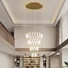 Lampadari Lampadario moderno a led per decorazioni per scale Sala da pranzo Scala per soggiorno Grandi luci a sospensione lunghe Anello nero dorato Design rotante