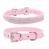 New Style Dog Collar Pet Collars Shiny Water Diamond Pets Necklace Multi Row Mesh Artificial Crystal PU Leather