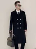 Męskie mieszanki wełny Super Long Pure Coat Classic Contrast podwójnie piersi opaska na ramię odłączona wewnętrzna czołg British Fashion Youth 231118