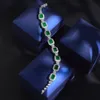 Trendy Emerald Diamond Bracelet 100% Real 925 Sterling Silver Party Wedding Bangle armbanden voor vrouwen bruidsbetrokkenheid sieraden