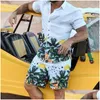 Herrespår Mens 2023 Summer Hawaii Trend Printing Sets Men Shorts Short Shirt Clothing Casual Round Collar Floral Beach Kort ärm DHR2C