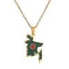 Pendant Necklaces 18K Gold Plated Bangladesh Map Flag Gold/Silver Necklace For Men Women Enamel Stainless Steel Country Jewelry