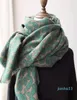 Leopardtryck Pashmina Scarf Cashmere Filt sjalar Vintage avokado grönt förtjockad varma kvinnor vinter wrap dam mode