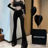 Pantaloni da donna Ins Chic Design Skinny Stretch Flare Party Club Lady Streetwear Fasciatura Vita alta Bell Bottom Sexy Piano Lunghezza Pantalon