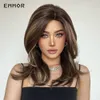 Synthetic Wigs Emmor Women s Long Wavy Brown with Blonde Natural Heat Resistant Wig for Women Party Fashion 230417