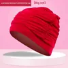 Bonnets de bain 1 PC Haute Élastique Bonnet De Natation Hommes Femmes Mode Confortable Solide Fleurs Imprimé Cheveux Longs Sport Piscine Chapeau Nylon Turban P230418