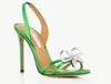 Summer Luxury designer aquazzura Babe Sandal Beads Crystal-embellished Ankle Ties Stiletto Heel Dress Wedding party brider sandal open toe