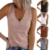 Camisoles Tanks Summer Buttons Tank Top Women Camisole T-shirt Solid V-ringad ärmlös stickad Sexig avslappnad plusstorlek Tee Shirt Femme T-shirts 230418