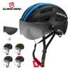 Cycling Helmets QUESHARK Men Women Ultralight Helmet MTB Road Bike Bicycle Motorcycle Riding Removable Transparent Lens Safely Cap QE116 230418