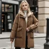 Parkas Femme 2023 hiver femmes doudoune en coton Fe veste nouveau ample épaissir chaud faux deux pièces manteau longue dames lâche fermeture éclair ParkasL231118