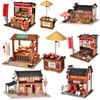 Dekorativa föremål Figurer DIY TRÄDOM HUS JAPANSKT JAPANSKT SUSHI STORE MINIATURE BYGGNING KIT BBQ BRASSATIE DOLLHOUSE MED FUNKTIONER Toys For Girls Gifts 231117