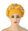 Turbanti per le donne Berretto a pieghe Copricapo Cappello africano Avvolgere arabo Sciarpa musulmana Hijab Capelli Aso Auto Gele Readymade da indossare