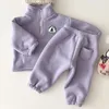 Clothing Sets Toddler Boys Clothes Set Outfit Children Warm Fleece Swearshirt Baby Girls Pullover Tops Pants Suit 2pcs Kids Clothing Set 230418