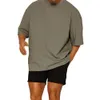 T-shirts pour hommes T-shirts pour hommes Douhoow hommes sport course couleur unie coton T-shirts surdimensionné coupe ample gymnase Fitness musculation entraînement T-shirt à manches courtes 230418