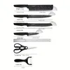 6PC, 1set, antybakteryjne czarno -białe nóż kuchenne, nóż kuchenny domowy, specjalny tasak do mięsa szefa kuchni, nóż do krojenia kuchni, mały nóż owocowy