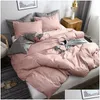 Bedding Sets Euro America Plain King Queen Size Set Twin Fl Ab Double-Sided Design Single Double Bed Duvet Er Drop Delivery Home Gar Dhzml