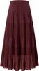 Nashalyly Women's Chiffon Elastic High midja veckade A-line utskjutna maxi kjolar