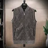 Men's Sweater Vest Autumn Winter Fleece Warm Casual Zipper Cashmere Sleeveless Solid Sweater Knitted Veste Men Clothes 231118