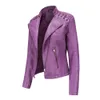 Femmes Cuir Faux Printemps Automne Femmes Veste Pu Moto Biker Violet Manteau Slim Zipper Motos Locomotive Survêtement 4XL 230418