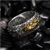 Ringas de banda chinês feng shui pixiu anel serra de cobre banhado as moedas de cobre anéis ajustáveis ​​para homens homens amet riqueza joias de sorte bi dhgarden otvbg