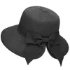 Wide Brim Hats Women Sun Hat z letnią słomką Smyczową Smyczową Smycz Wind