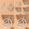 Pendant Necklaces 5Pcs Sier Color Alcoholics Anonymous Reery Sobriety Triangle Symbol Round Charms Pendants For Necklace Jewelry Dro Dhasu