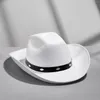 Boinas Adulto Retro Sombrero Remache West Cowboy Cocked Wide Brim Cordón Mujeres Hombre Vintage