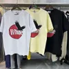 Tasarımcı Moda Giyim Tshirt Lüks Erkek Günlük Tees Trend Marka Rhude Rhude Yüksek Sokak Stili Siyah Barış Güvercin Baskı Çift İplik Saf Pamuk Kısa Kollu Tshirt Mal