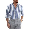 Camicie casual da uomo Camicie a righe da uomo estive Camicie a maniche lunghe con risvolto in lino casual Camicie con colletto rovesciato Camisa Masculina 230418