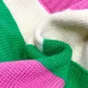 女性のセーター韓国の女の子のセーター秋のセーターカラフルな縞模様のカーディガン女性のシングル胸Vネックニットウェア居心地の良いルーズカーディガン231117