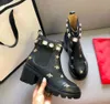 24 stövlar korta stövlar 100% cowhide bälte spänne metall kvinnor skor klassiska tjocka klackar läder designer sko hög klackade mode diamant lady boot stor