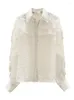 Blouses feminina renda com miçangas madeireiras camisas de verão 2023 Design de moda Office Lady White Outwear Tops