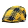 パーティーハットパーソナリティハット女性春/夏の通気性格子縞のベレー帽男性イギリスのレトロアヒルの舌前帽子アーティスト帽子lt646