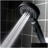Badrum duschhuvuden huvudvattenbesparande svart 5 läge justerbart högt tryck en-nyckelstopp mas eko tillbehör släpp leverans hem ga dhnjt