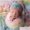 Christening Dresses Newborn Pography Clothing Rainbow Wrap Po Studio Baby Props Moon Fl Cotton Yarn Growth Souvenirs Drop Delivery Kid Dhokw