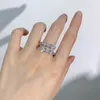 Charm skapade Moissanite Diamond Ring 100% Real 925 Sterling Silver Party Wedding Band Rings for Women Men Engagement Smycken