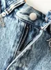 Kvinnors shorts DEAT Fashion Women's Denim Shorts Hög midja Löst rak metall Tassel Streetwear Kort jeans Kvinna Summer 17A1654 230418