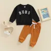 Kledingsets Citgeett Herfst Toddler Baby Boy Girls Fall Outfits Letter Print Pullover Tops Letter Print Tops en Pants Spring Deset P230418