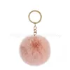 Keychains lanyards 35 kleuren harige donzige bladerdeeg 8cm faux konijn fur ball pom sleutelhanger gouden sleutelhanger handtas drop levering mode ac dh2zp