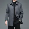 Misturas de lã masculina de alta qualidade jaquetas e casacos de inverno dos homens negócios casual lã longo casaco masculino turn down collar 231118