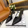 Designer Women's High Heeled Sandals New Fashion Leather Office Slippers Sexy Party Shoes with Pointed Toe Size 35-43 8.5cm
