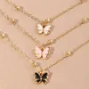 Pendentif Colliers 3 Pcs Ensemble Mignon Coloré Petit Papillon Pendentif Collier pour Filles BFF Meilleurs Amis Enfants Collier Ins Style Doux Bijoux Z0417