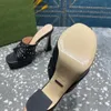 platform Cystal Mule Slippers Slippers dermis pumps dikke blokhakken 110 mm open teen dames luxe ontwerpers lederen buitenzool Avondschoenen fabrieksschoeisel